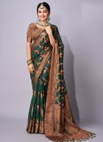 Organza Green Traditional Wear Weaving Saree